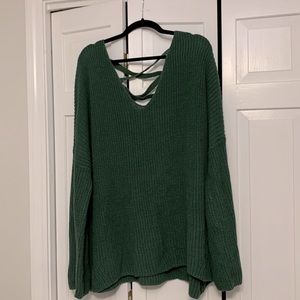 Green Crisscross back sweater